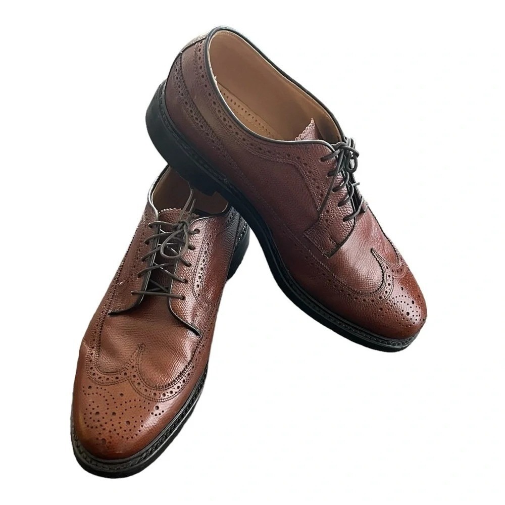 Stafford Wingtip Brogue Oxfords‎ 9.5 W Brown Mens Preppy Leather Dress Shoes